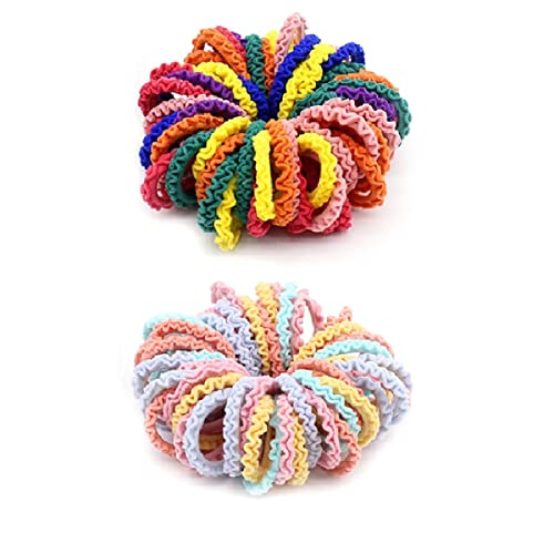 Hot&Sattion 200 Pcs Baby Hair Ties, Cotton Toddler Hair Ties for Girls and Kids, Multicolor Small Seamless Hair Bands Elastic Ponytail Holders
