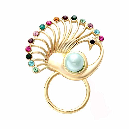 Image of NOUMANDA Women Bijoux Jewelry Colorful Crystal Peacock Magnetic Clip Holder Sunglass Hanger Magnetic Eyeglass Holder Pin