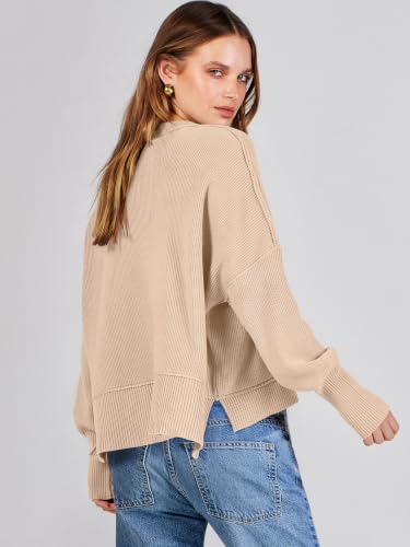 Image of ANRABESS Cropped Sweaters for Women Long Sleeve Oversized Fall Outfits