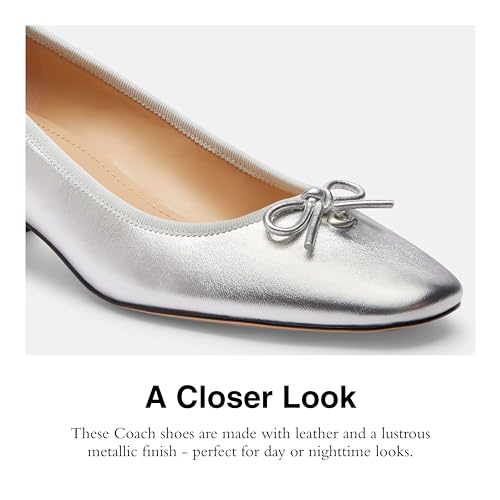 Coach Women's Ava Metallic Leather Ballet Pump4