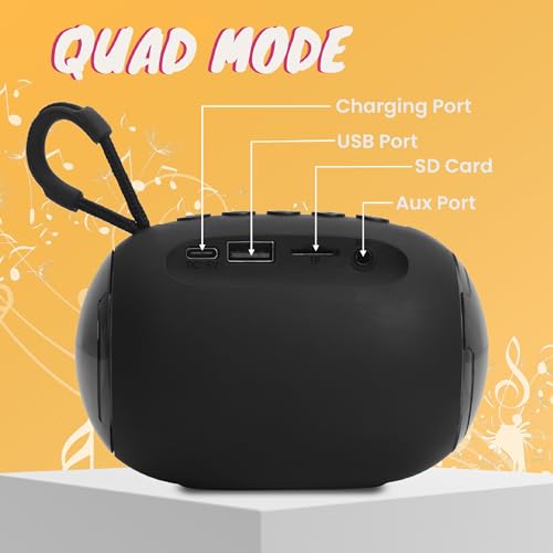 Image of Krisons Spark Glow Bluetooth Speaker 10W Multi-Media Bluetooth Party Speaker with RGB Lights, USB, SD Card and Handsfree Calling - Black
