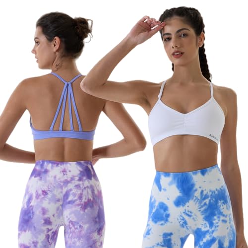 Image of AUROLA Mercury Workout Sports Bras Women Athletic Removable Padded Backless Strapy Minimal Crop Top