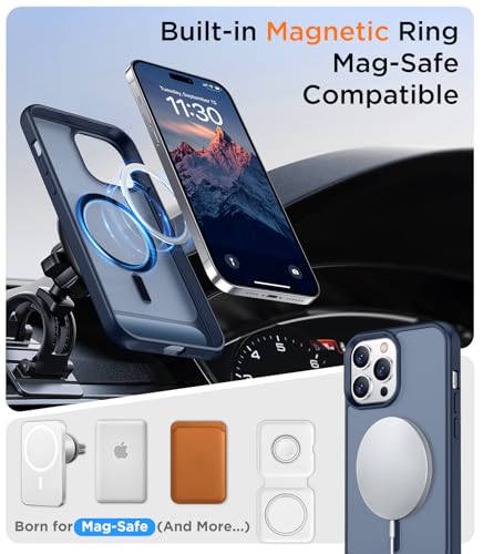 Image of Magnetic Compatible with iPhone 14 Pro Case, [Built-in Invisible Kickstand][Compatible with MagSafe] [Military Grade Shockproof] Slim Translucent Matte Phone Case for iPhone 14 Pro 6.1 inch