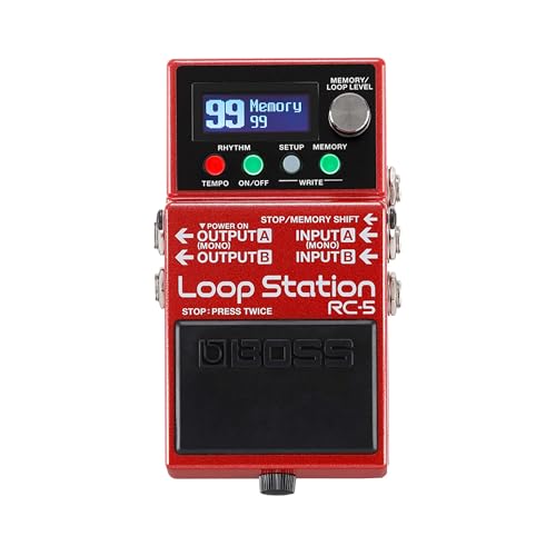 BOSS RC-5 Loop Station | Erweiterte Looping-Funktionen in einem Kompaktpedal | 32-Bit AD/DA und 32-Bit Fließkommaberechnung | 13 Stunden Aufnahmezeit | Mehrfarb-LCD-Bildschirm