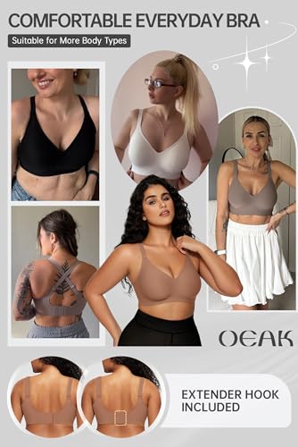 Image of OEAK Women Comfortable Jelly Bras No Underwire Seamless Full Coverage Bralette Buttery Soft Convertible Everyday Tshirt Bra