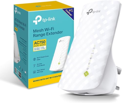 TP-Link RE220 WiFi Extender Booster Dual-Band AC750 Mbps Range Extender Repeater with Ethernet Port Connect Wired Devices Works as a Wireless Adapter Connect up to 32 Devices Simple Two-Step Setup