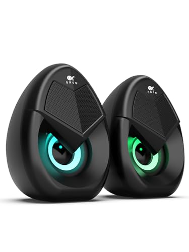 OROW Computer Speakers,Mini 10W RGB PC Speakers with Colorful LED, Volume Control - Gaming Speakers...
