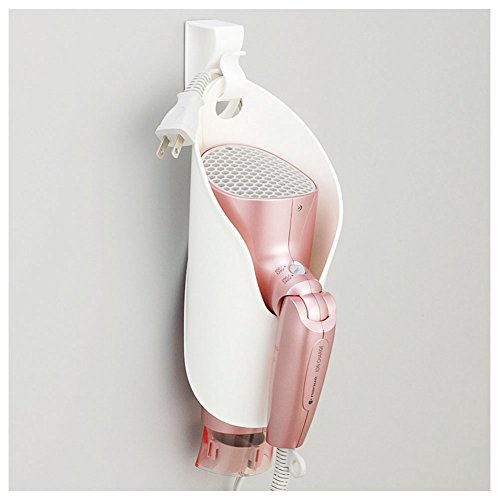 HaloVa Hair Dryer Holder, Hanging Practical Hair Dryer Rack, Multifunctional Premium Hair Blower Storage Organizer for Bathroom Washroom, White
