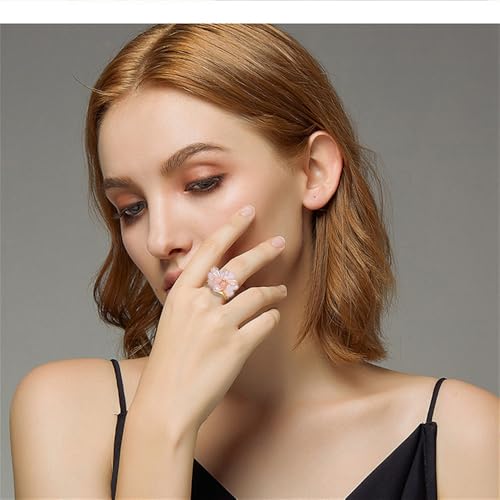 Crystal Flower Statement Ring for Women Stainless Steel Wrap Open Band Rings Geometry Flowers Wedding Engagement Promsie Finger Bands Jewelry2