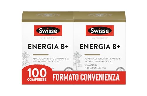 SWISSE Energia B+ - Multivitaminico Completo Donna e Uomo con Vitamine e Minerali per Riduzione Stanchezza e Affaticamento e Supporto al Normale Metabolismo Energetico, Made in Italy, 100 Compresse