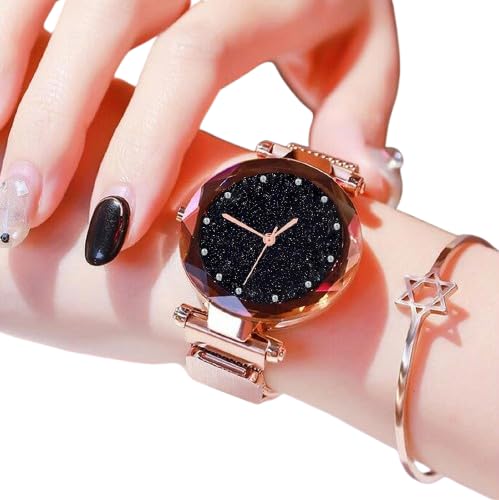 Women's Elegant Round Case Watch with Decorative Stone Hour Markers and Fashionable Mesh Band-picture-30