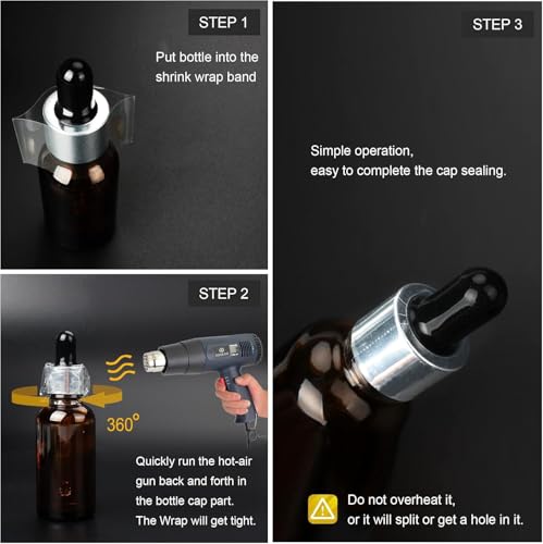 Image of Shrink Wrap Bands for Bottles Jars Seals Heat Shrink Bands Cap Seal for Jars Bottles Mouth Shrink Bag Refillable Shrink Wrap Container - 1.77 x 1.1 Inch(45x28-200 Pieces)