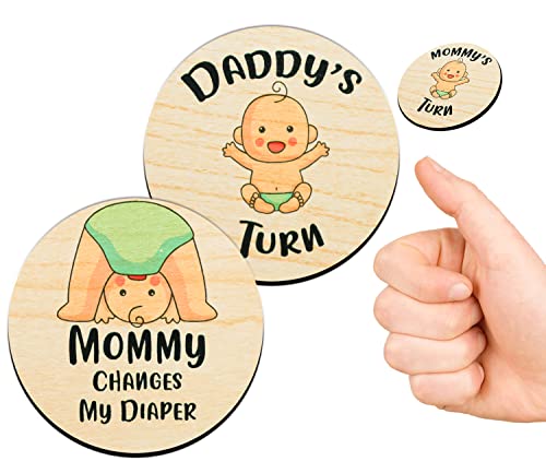 Image of New Parent Decision Challenge Coin 2 Pcs Wooden Funny Pregnancy Gifts for First Time Moms Baby Flip Coin Set