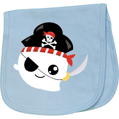 inktastic Halloween Ghost, Pirate Ghost, Pirate Hat, Eye Patch, Sword Baby Burp Cloth Light Blue 466ee