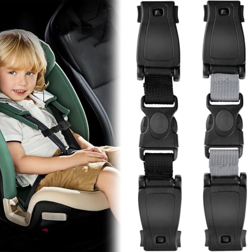 2pcs Fibbia Gancio Cintura Seggiolino Auto Bambino, Dispositivo di Sicurezza Seggiolino Auto, Impedisce al Bambino di Togliere le Braccia Dall’imbracatura, per Seggiolini e Passeggino (Nero, 17,5cm)