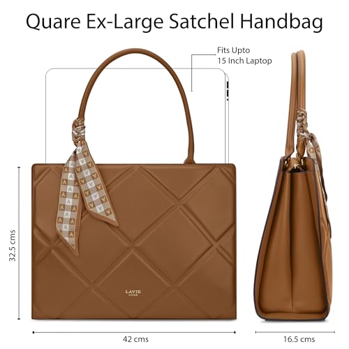 Image of Lavie Luxe Women's Quare25 Medium Debossed Satchel Handbag for Women | Satchel Bag for Work | Ladies purse | Stylish Shoulder Bag | Gift for Women