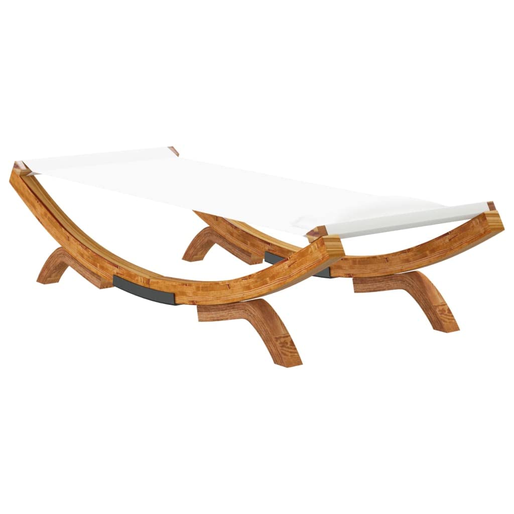 vidaXL Bugholz Loungebett mit Dach Sonnenbett Gartenliege Lounge Outdoor Bett Hängematte Sonnenliege 100x188,5x44cm Massivholz Creme