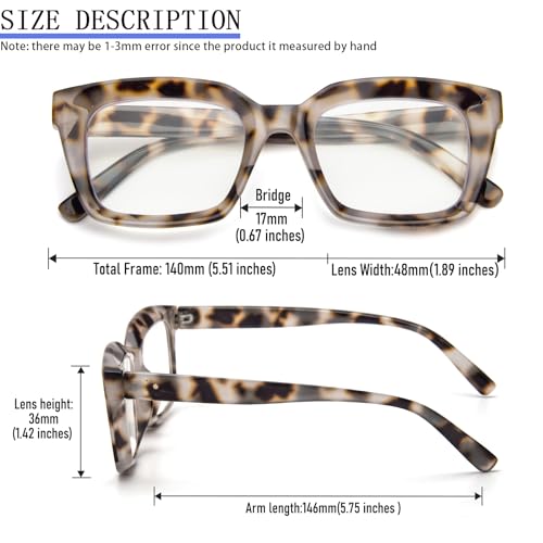 Image of REAVEE 2 Pack Oversized Reading Glasses for Women Men Blue Light Blocking, Ladies Stylish Retro Square Large Computer Readers (Leopard /Tea Leopard 2.0x)