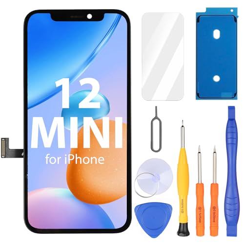 Ayake for iPhone 12 Mini Screen Replacement 5.4 inch FHD LCD Display and Touch Digitizer Screen True Tone Programmable Face ID Remains (for A2398 A2399 A2400 A2176)