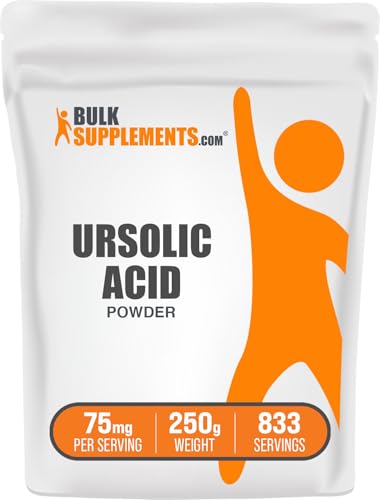 BulkSupplements.com Ursolic Acid Powder - Sourced from Rosemary Leaf Extract Ursolic Acid Supplement - Vegan & Gluten Free 75mg per Serving 250g (8.8 oz) (Pack of 1)