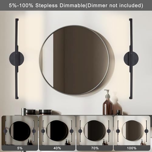 Image of Matte Black Bathroom Light Fixtures Over Mirror 23.6 Inch, 18W 360 Rotatable Dimmable 4000K Led Vanity Light Bar, Modern Bathroom Vanity Lights Above Mirror, Led Bathroom Lighting