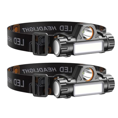 LETOUR 2000 Lumens Headlamp Rechargeable Ultra-Light Waterproof,2 Pack Head Lamp Flashlight 2 Mode 1200mAh for Outdoor,Camping,Hiking,Hunting,Running,Repairing,Fishing,Cycling