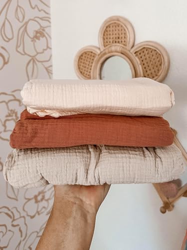 Image of meowcards Muslin Swaddle Blankets for Baby, Unisex Baby Boys Girls Essentials, Large 47 x 47 inches, Boho Receiving Blankets Newborn Registry Must Haves (Beige & Sage, Printed)