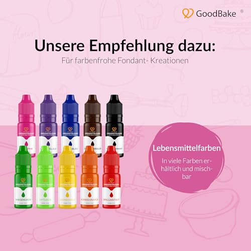 GoodBake Fondant weiß 500g – Rollfondant für Torten, Kuchen & Cupcakes, Tortendeko essbar zum Eindecken & Modellieren von Figuren – vegan, palmölfrei, glutenfrei, laktosefrei