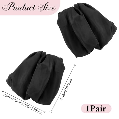 GORGECRAFT 1 Pair Black Satin Short Bridal Sleeve Removable Puff Sleeves Handmade Detachable Elegant Wedding Accessories Sleeve Covers for Wedding Dress Bridal Accessories （9.1x7.5 inch）2