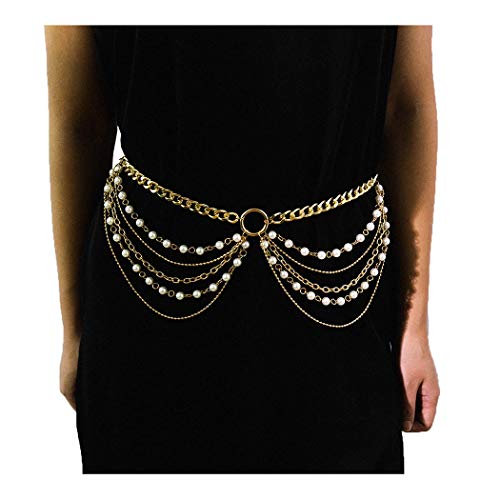 Fstrend Boho Layered Belly Body Chains Pearls Tassel Waist Chain Sexy Hip Sash