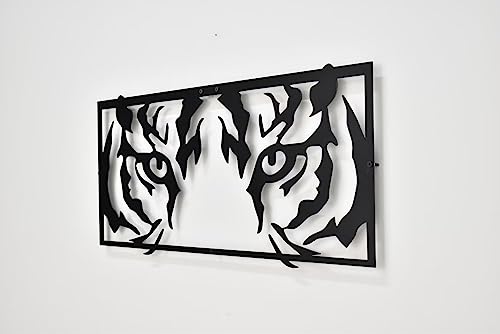 Image of Herrlich Homes Eye Of The Tiger, Metal Wall Art, Home Wall Art,| Big Cat Wall Art |Gift For Animal Lovers (68x28cm)