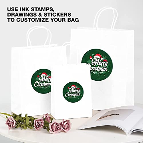 Image of RanGit Bhumi Gift Bags- 8x10x4 in 50pcs Small White Kraft Paper Bags with Handles for return Gifts- Shopping Retail Paper Carry Bag, Party Favor Gifting covers, Disposable, Recyclable (8x10x4 in White, Pack of 50)