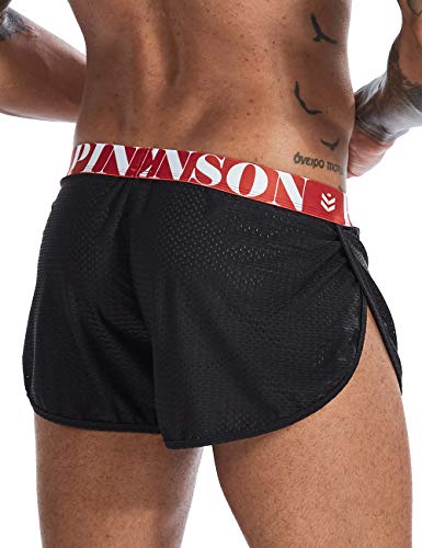 Image of MIZOK Men's Slit Side Bodybuilding Shorts Breathable Mesh Workout Yoga Short