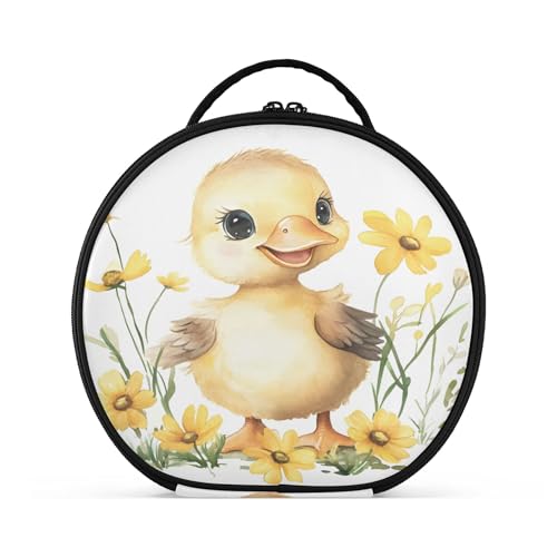 Takiito Watercolor Cute Duck Flower Travel Makeup Case Portable Makeup Box Artist Cosmetic Case Organizer With Adjustable Dividers