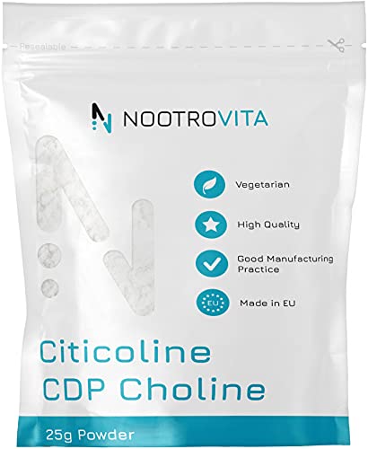 Nootrovita Citicolin CDP Cholin Pulver 25g - Für Gedächtnis und Konzentration | Unterstützt Die Kognitive Funktion | Keine Füllstoffe | Allergen Frei | Hergestellt in ISO-Zertifizierten Betrieben Cover