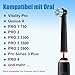 Kisstta Aufsteckbürsten kompatibel mit Braun Oral B Vitality Pro, Genius X, Pro 3 3900, Pro 3 Plus, Pro 1 Elektrische Zahnbürste, 8er Zahnbürstenaufsatz für tägliche Reinigung, Schwarz Ersatzbürsten