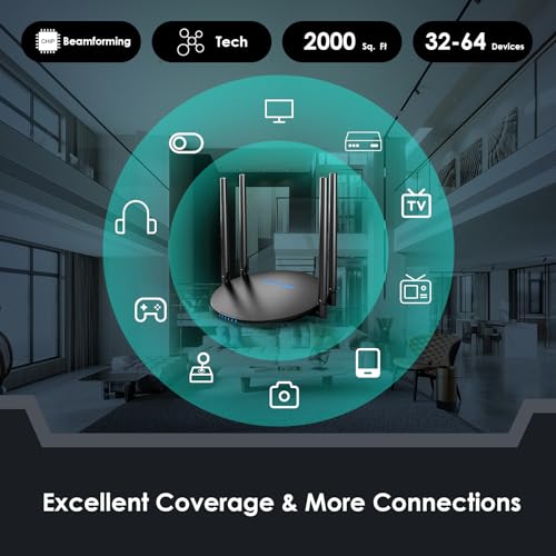 WAVLINK 2024 AC1200 WiFi Router, Dual Band Wireless Internet Smart Router 5GHz+2.4GHz with 100Mbps WAN/LAN, Long Range Coverage for Home & Office, Supports Router/Repeater Mode - Image 5