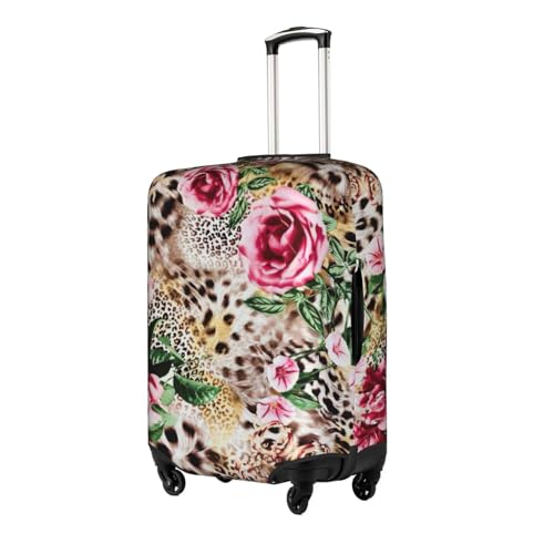 Animal Tiger Leopard Print Rose Flower Print Suitcase Protector Dust-Proof Case Men Women Travel Fits 18-32 Inch Luggage, Small, White2