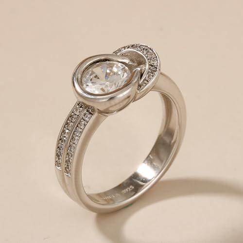 Jeulia Engagement Rings Sterling Silver Knot Round Cut Infinity Statement Promise Wedding Band unique halo crystal Anniversary Bridal Classic birthstones Ring Set With Gift Jewelry Box3