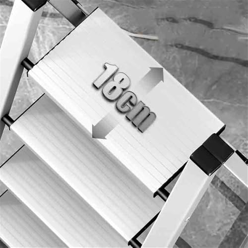 Image of Step Ladder Telescopic Thickened Portable Folding Ladder 3 /5 Steps Stairs Aluminum Alloy Multifunctional Small Ladder Stool Household Ladder(Silver,Small)