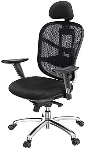 WAFTING Ergonomic Office Chair, Adjustable High Backrest Desk Chair with Lumbar Support, 3D Adjustable Headrest and Armrest, Mesh Computer Chair Height Adjustable, 330lbs Load Capacity, Black
