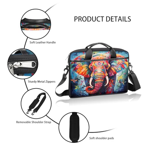 Bolso para laptop con elefante boho pintura al óleo 15 pulg miniatura 4