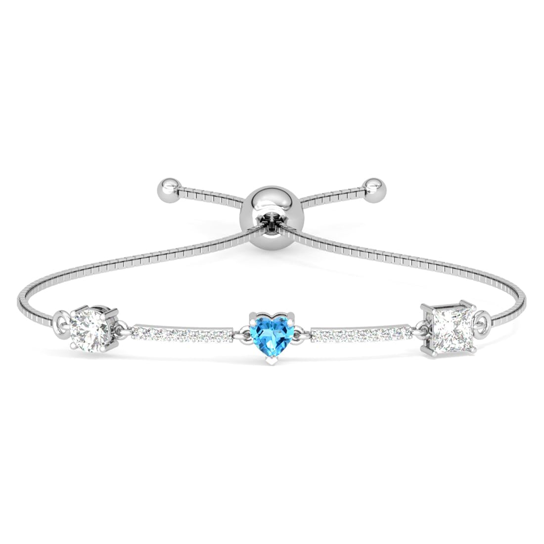 Clara 925 Pure Silver Blue Heart Hand Bracelet | Adjustable, Anti Tarnish, Swiss Zirconia | Gift for Women and Girls (B0CC2BJT41) Amazon Price History, Amazon Price Tracker