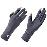 [PALAME] 手袋 レディース UVカット 夏 【雲感アイスシルク素材・-５℃冷感・UPF50+認定品】 春 秋 UV手袋 2本指出し 細かい作業 紫外線対策 日焼け防止 極薄 軽量 通気性 速乾性 グローブ 通勤・自転車・運転用 (ダークグレー, Free Size)