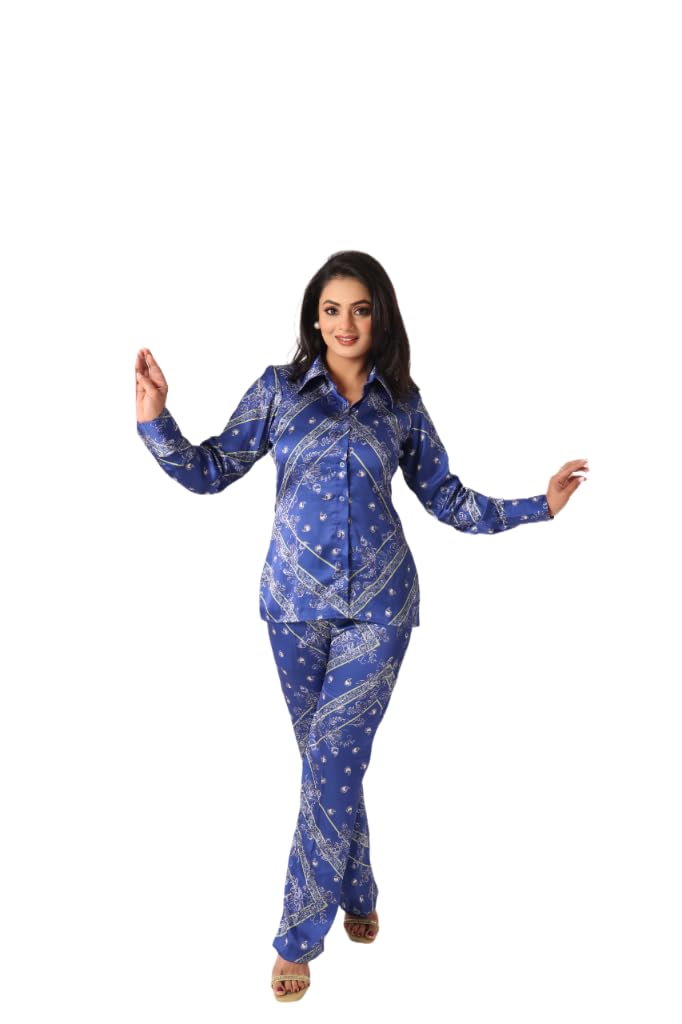 janiya Blue Satin Collared Co-ord Set-picture-50