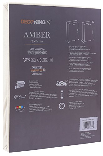 DecoKing Fitted Sheet Small Double 100% Combed Cotton Soft Jersey Bed Sheet 100x200-120x200 cm Beige Amber - Image 3