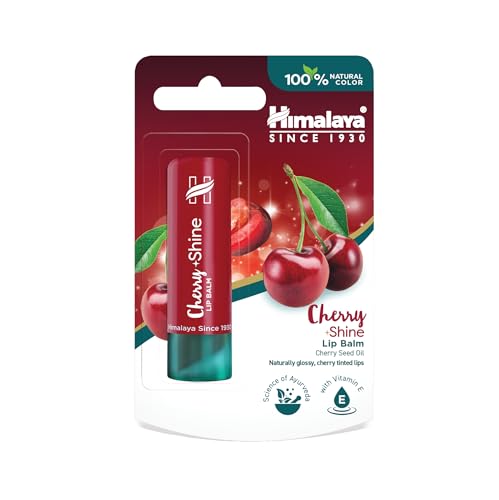 Himalaya Bálsamo labial Cherry Shine con aceite de semilla de cereza y vitamina E | Acabado brillante natural | Nutre, hidrata y protege los labios, 4.5g