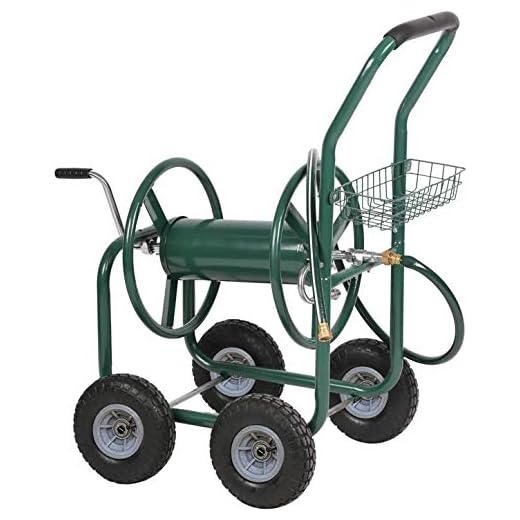 PayLessHere Garden Hose Reel Cart with Wheels Heavy Duty Yard Water Planting Holds 300FT Hose 4-Wheel Watering Outdoor Landscape Storage Basket, Green