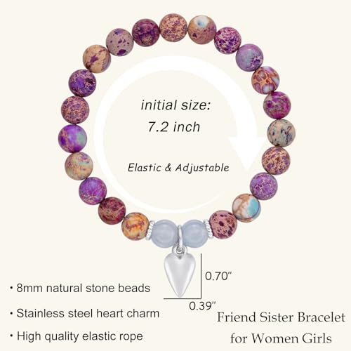 LINY Womens Birthday Gifts Idea Friendship Gifts For Soul Sister Best Friend Bestie Mom Daughter Aunt Niece, Natural Stone Imperial Jasper Bead Bracelet Personalized Gifts for Her2