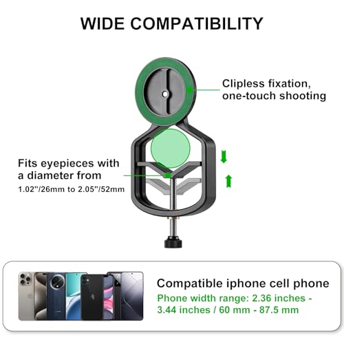 image for FANAUE Magnetic Universal Spotting Scope Phone Adapter, Metal Telescop